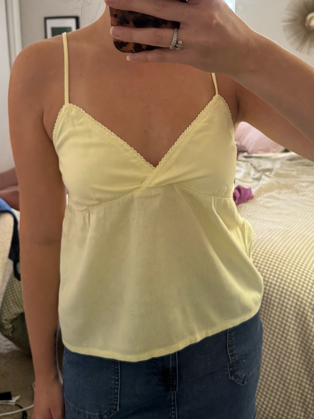 NWOT Jondie Butter Yellow Spaghetti Strap V-Neck Tank Top